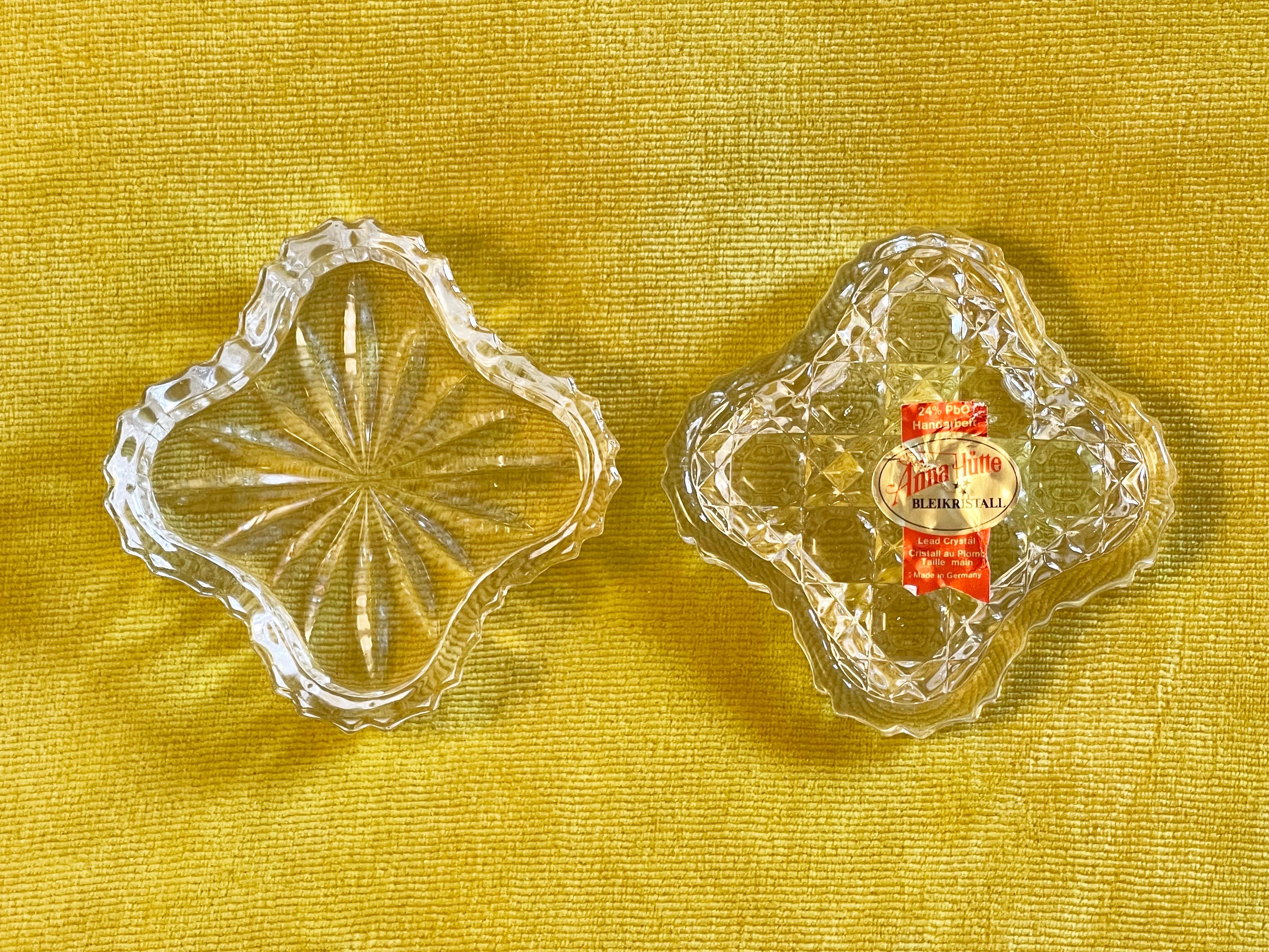 Mid-Century moderno Scatola di cristallo a taglio quadrato di Anna Huette, metà del secolo scorso, Germania