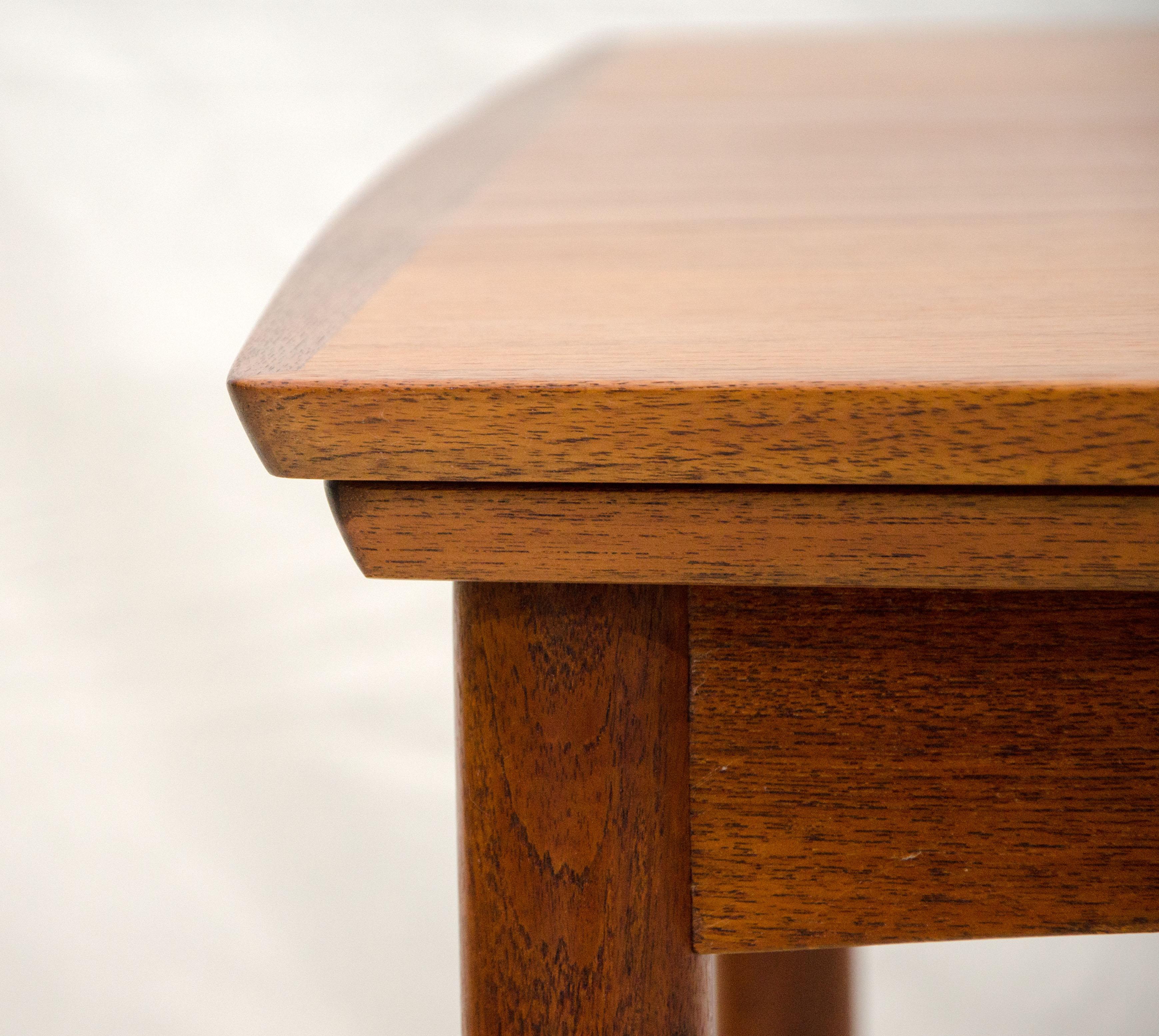 Small Square Danish Teak Draw-Leaf Dining or Breakfast Table In Excellent Condition In Crockett, CA