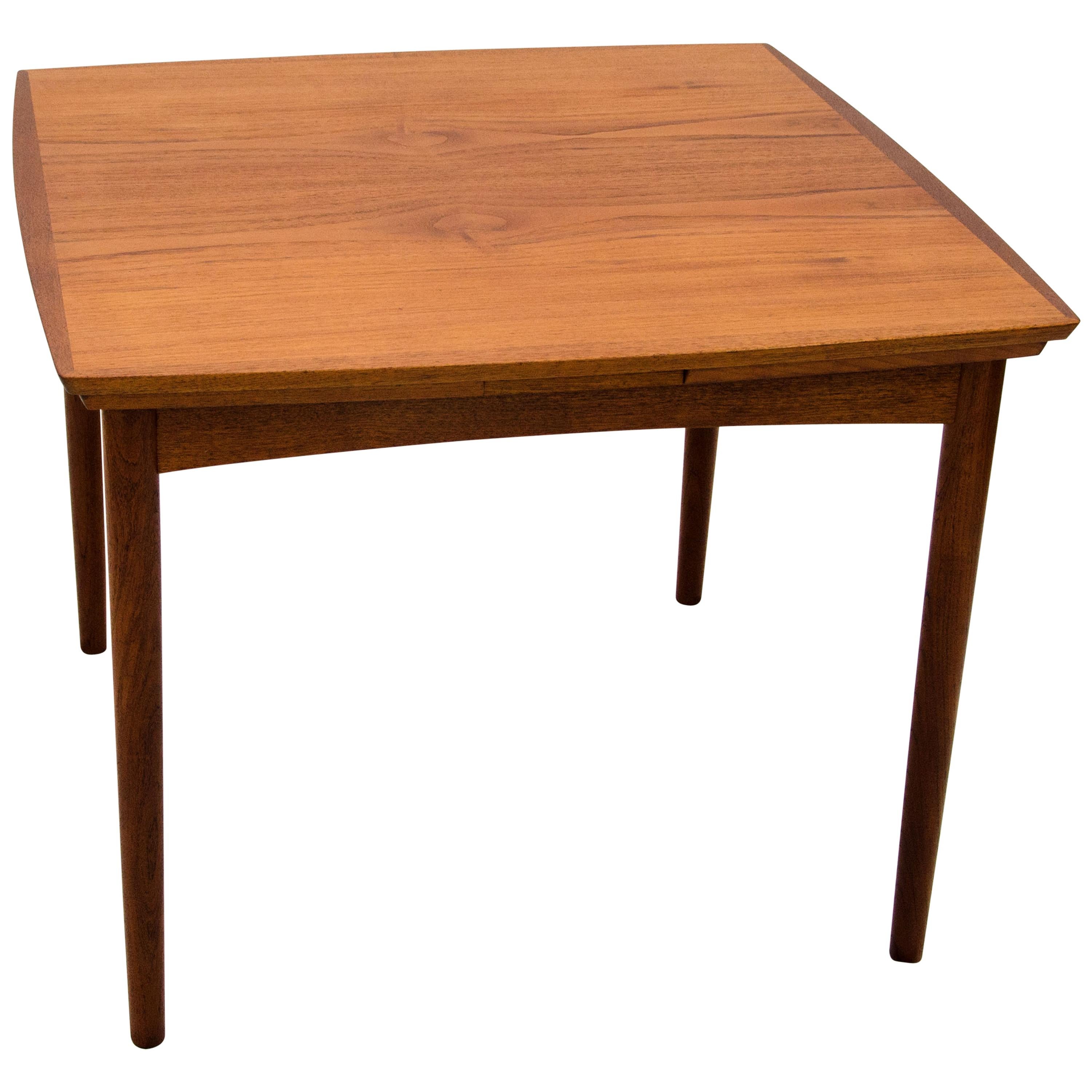 Small Square Danish Teak Draw-Leaf Dining or Breakfast Table