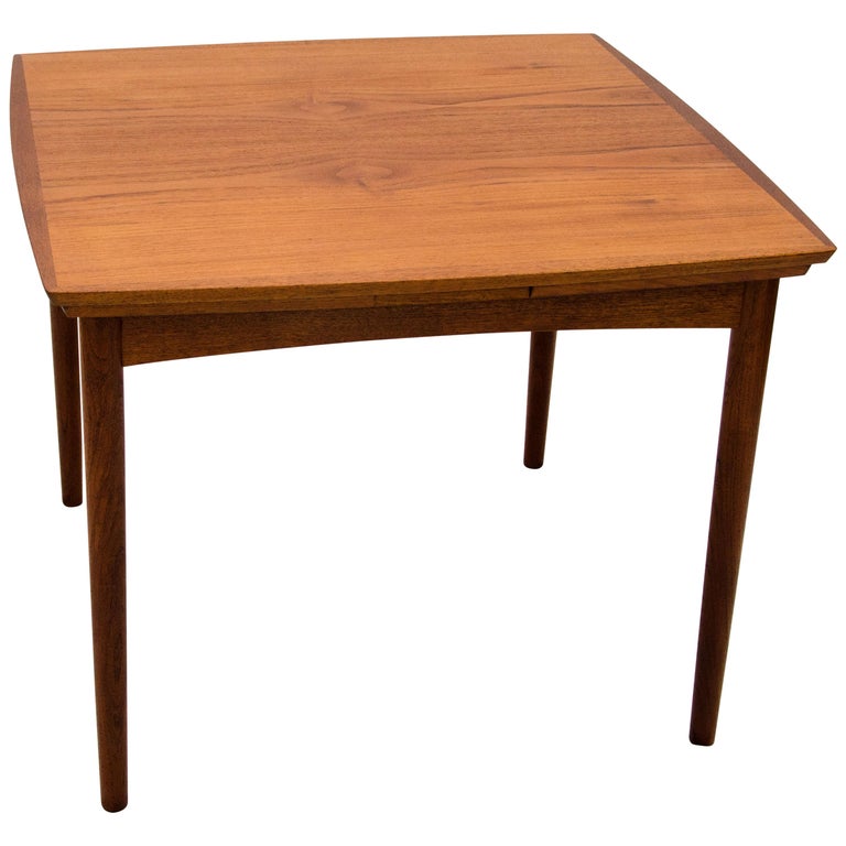 Small Square Danish Teak Draw-Leaf Dining or Breakfast ...
