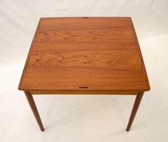 Small Square Danish Teak Flip-Top Game Table, Breakfast Table