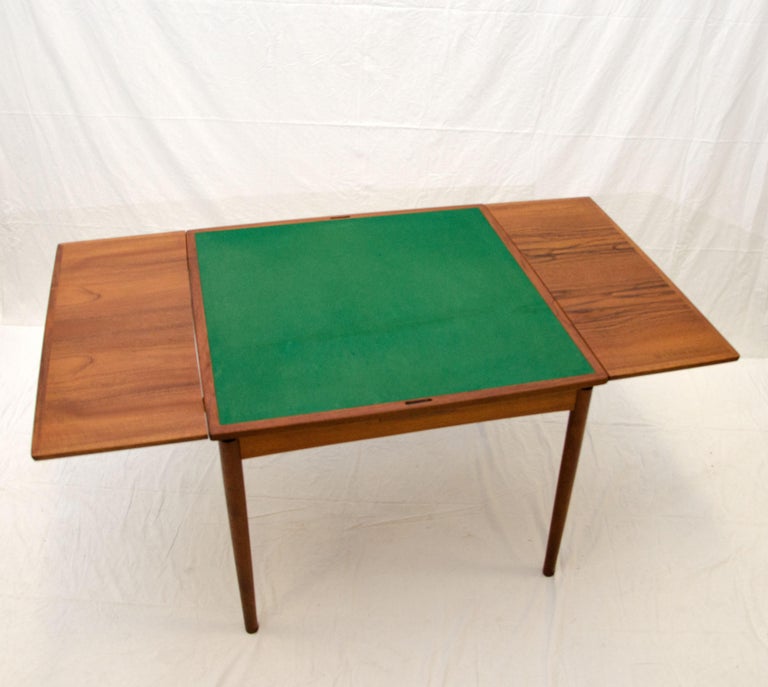 Small Square Danish Teak FlipTop Game Table, Breakfast Table at 1stDibs small game table
