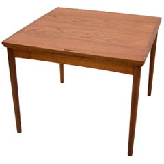 Small Square Danish Teak Flip-Top Game Table, Breakfast Table