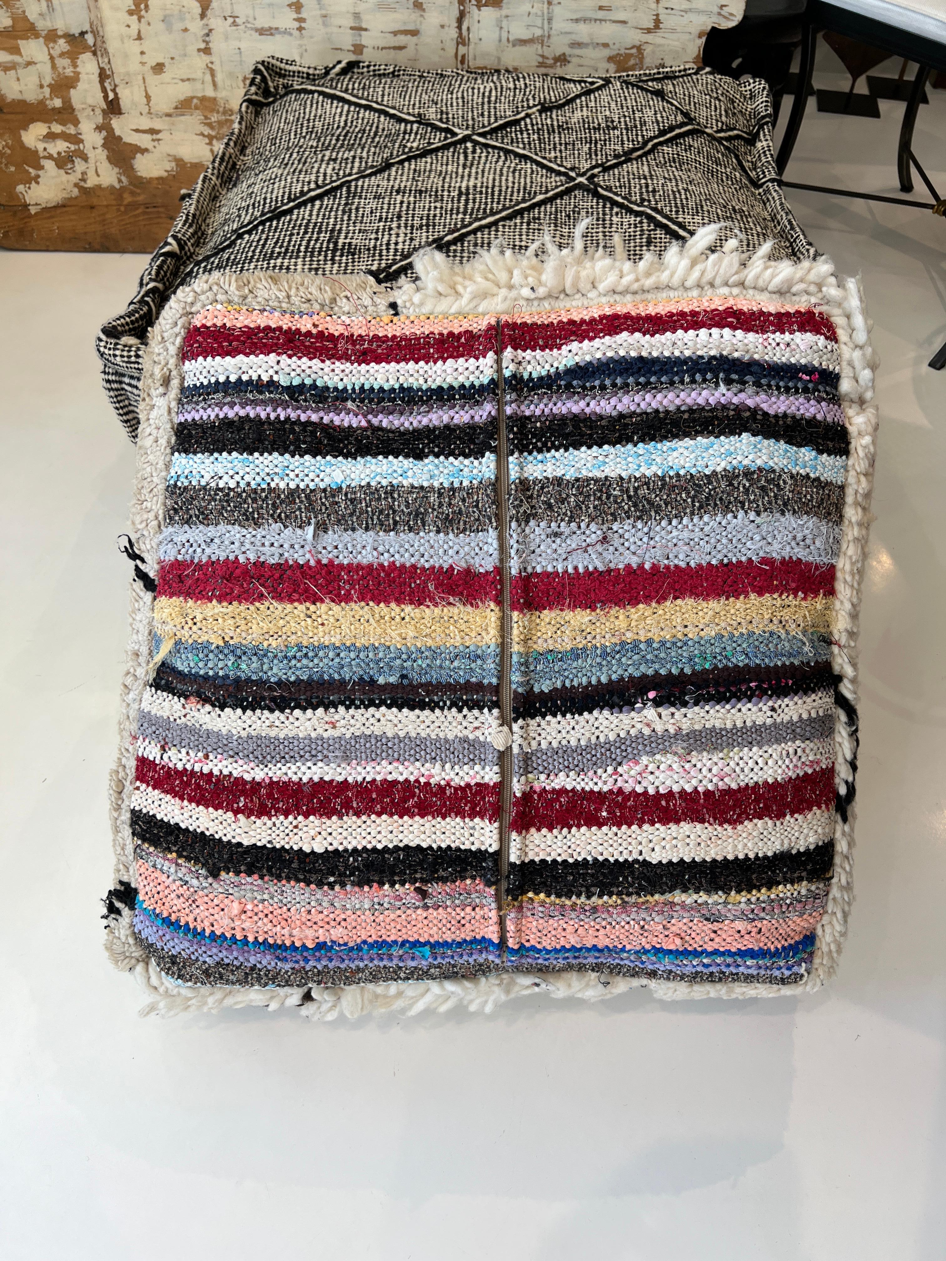 Wool Small Square Indian Pouf