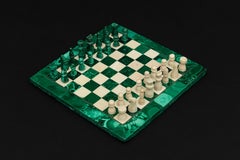 Pequeño tablero cuadrado de malaquita y mármol