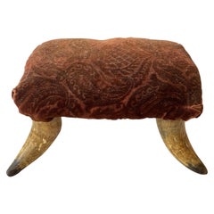Vintage Small Square Mid-20th Century American 4-Legged Antler Foot Stool