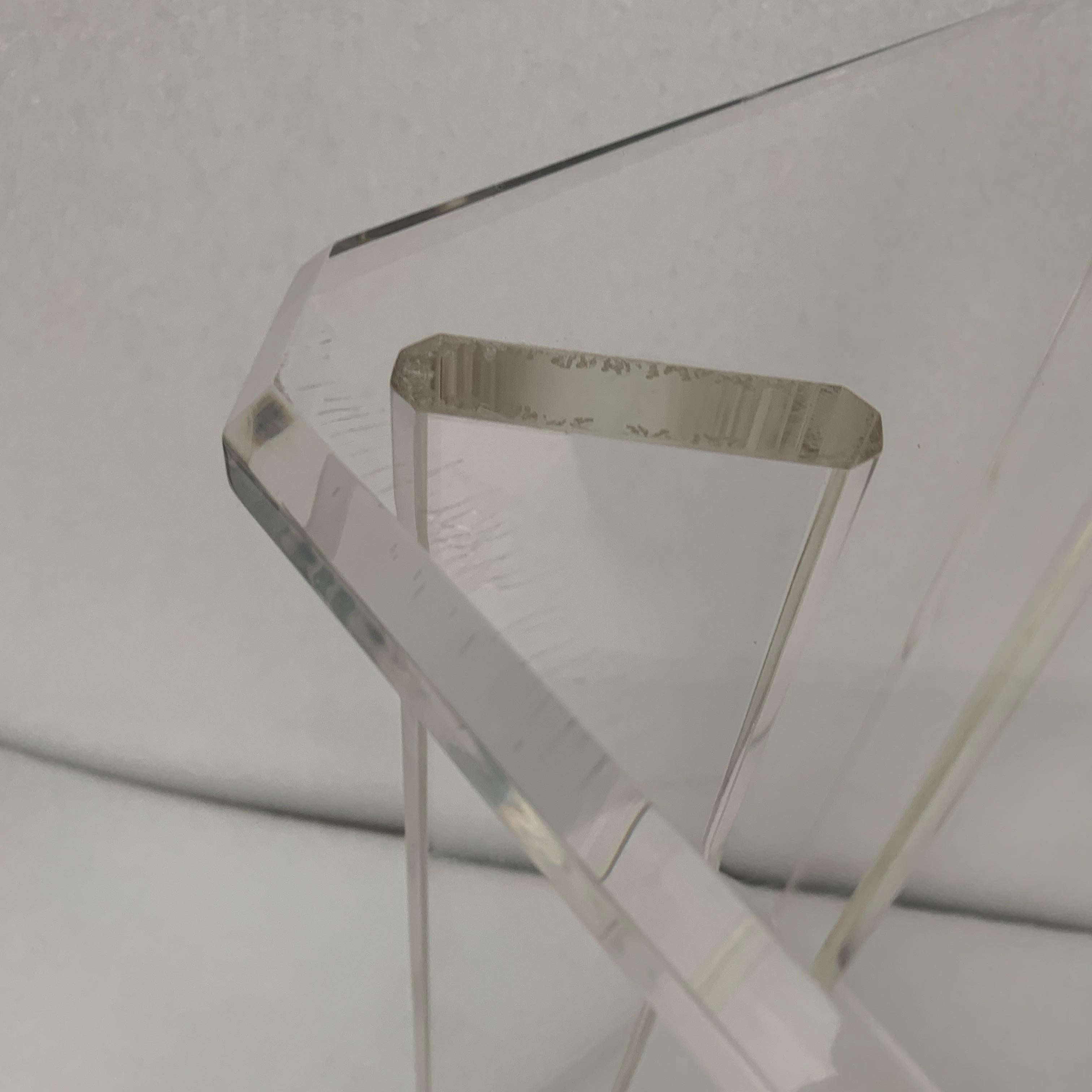 Hand-Crafted Small Square Mid-Century Modern Lucite Pedestal