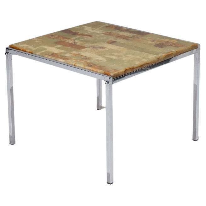 Small Square Onyx and Metal Coffee Table, 1960s