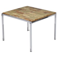 Small Square Onyx and Metal Coffee Table, 1960s