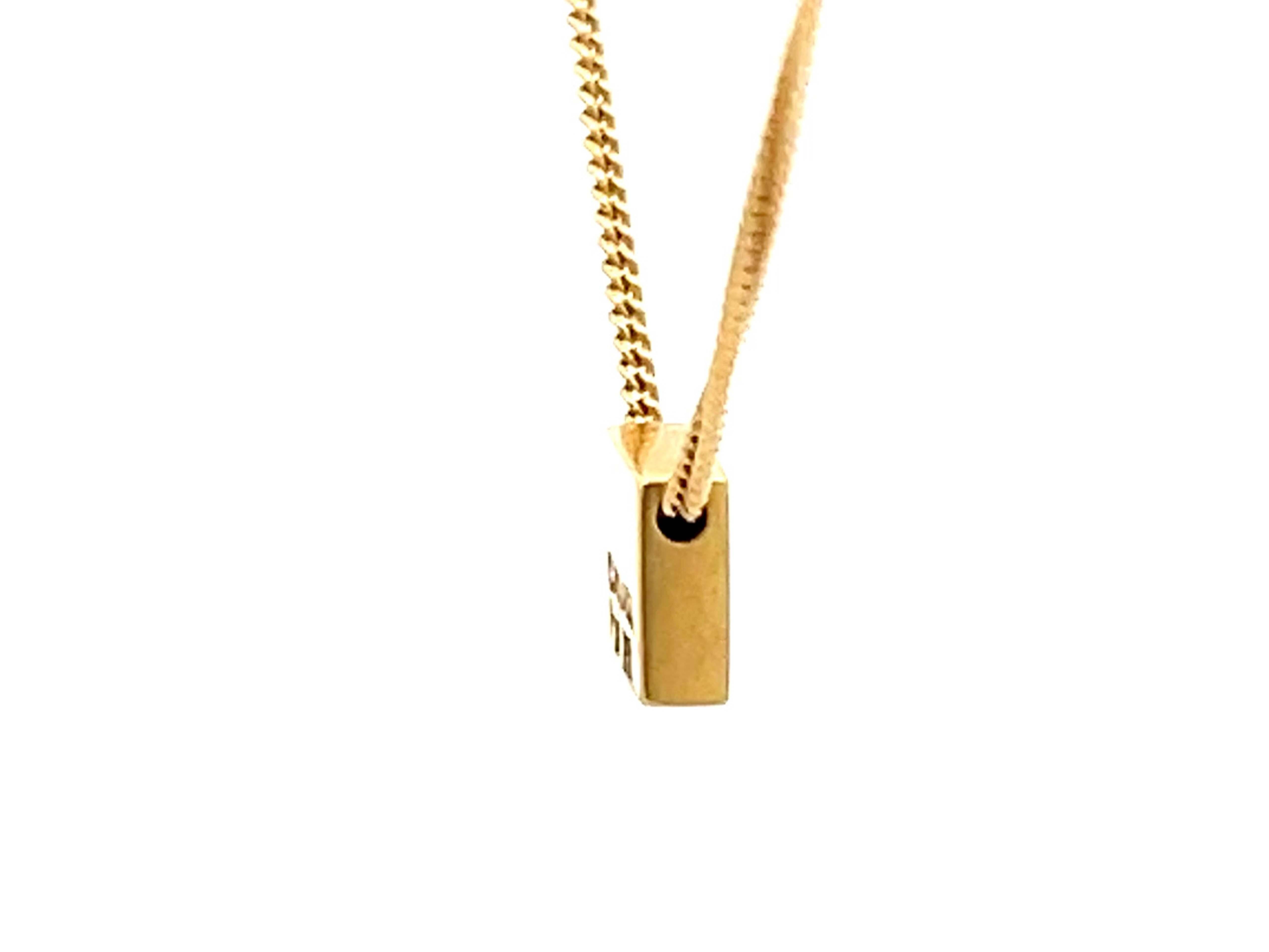 Brilliant Cut Small Square Single Diamond Necklace in 18k Yellow Gold For Sale