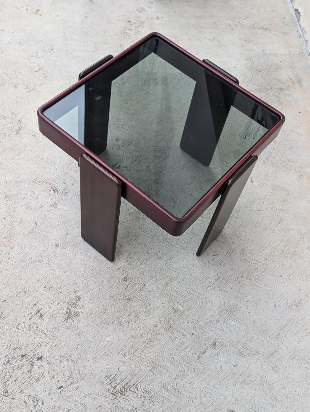 Glass Square Side table by Gianfranco Frattini for Cassina, 70s For Sale