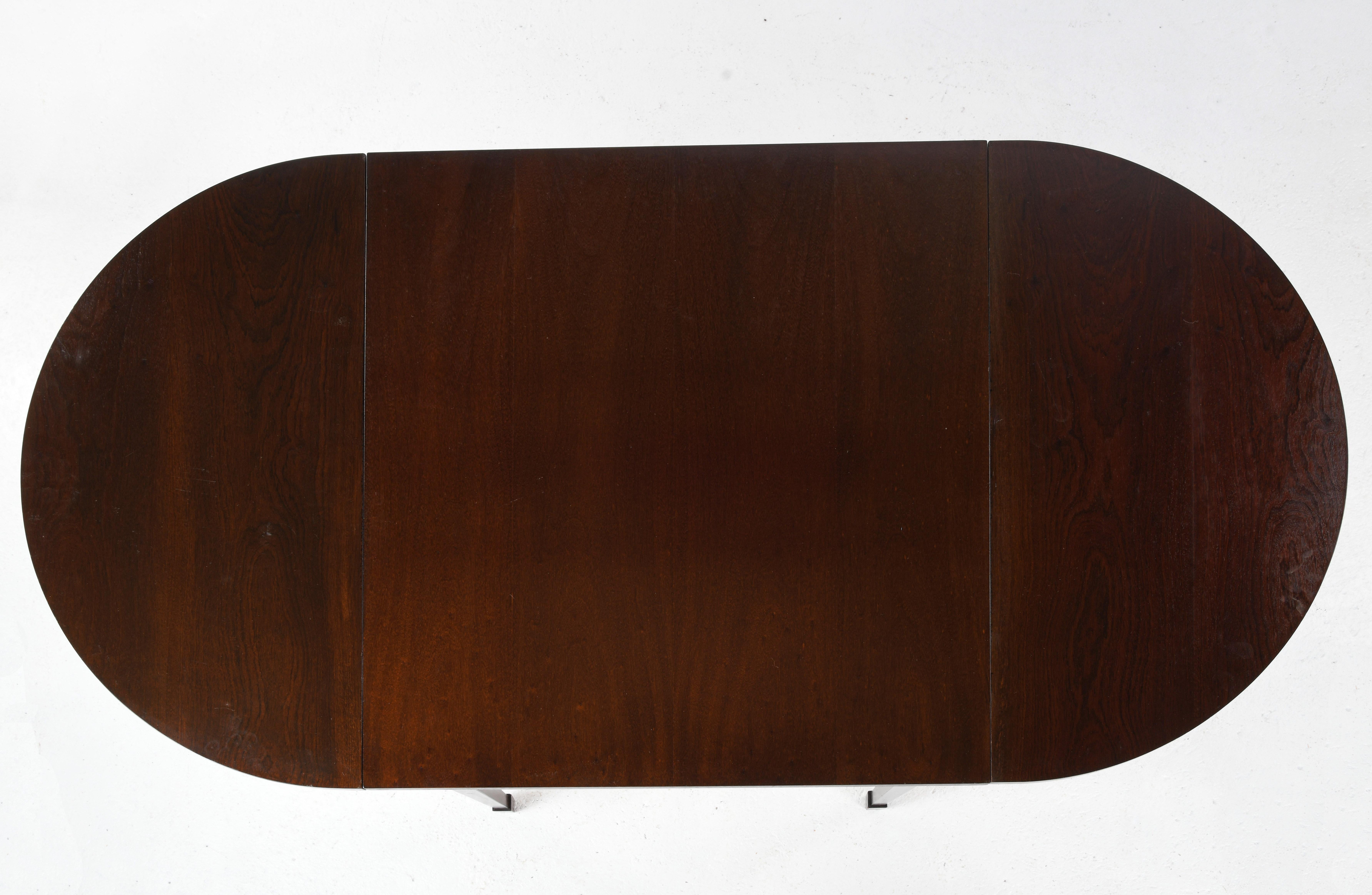 Small square table with two rounded extensions forming an oval table For Sale 5