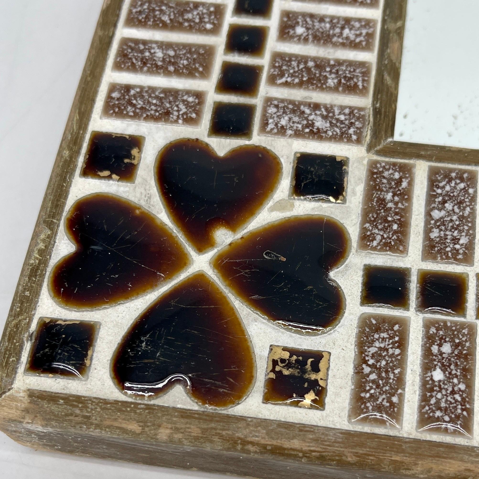 Small Square Tile Mirror with Heart Decorations For Sale 2