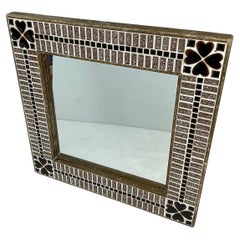 Small Square Tile Wall Mirror with Heart Decorations