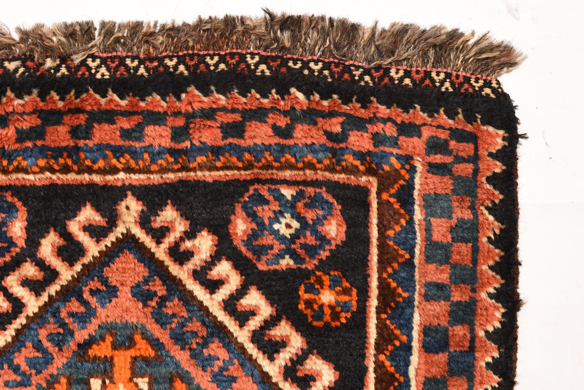 Hand-Knotted Small Square Tug Not a Fragment For Sale
