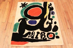 Small Square Vintage Art Rug in the style of Miro. Size: 3 ft 6 in x 4 ft 3 in