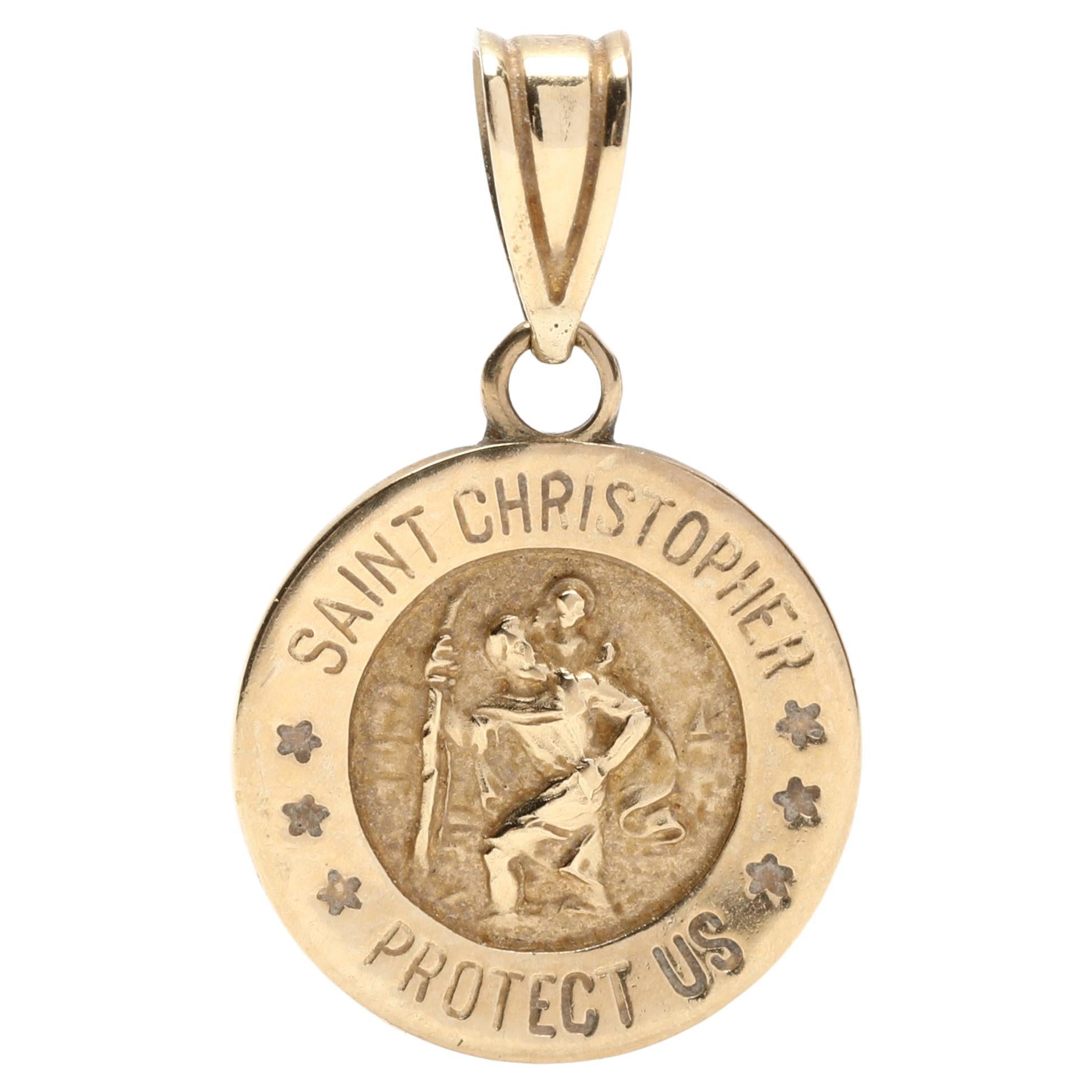 Small St. Christopher Gold Charm, 14k Yellow Gold, Small