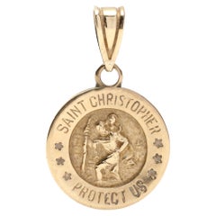 Vintage Small St. Christopher Gold Charm, 14k Yellow Gold, Small