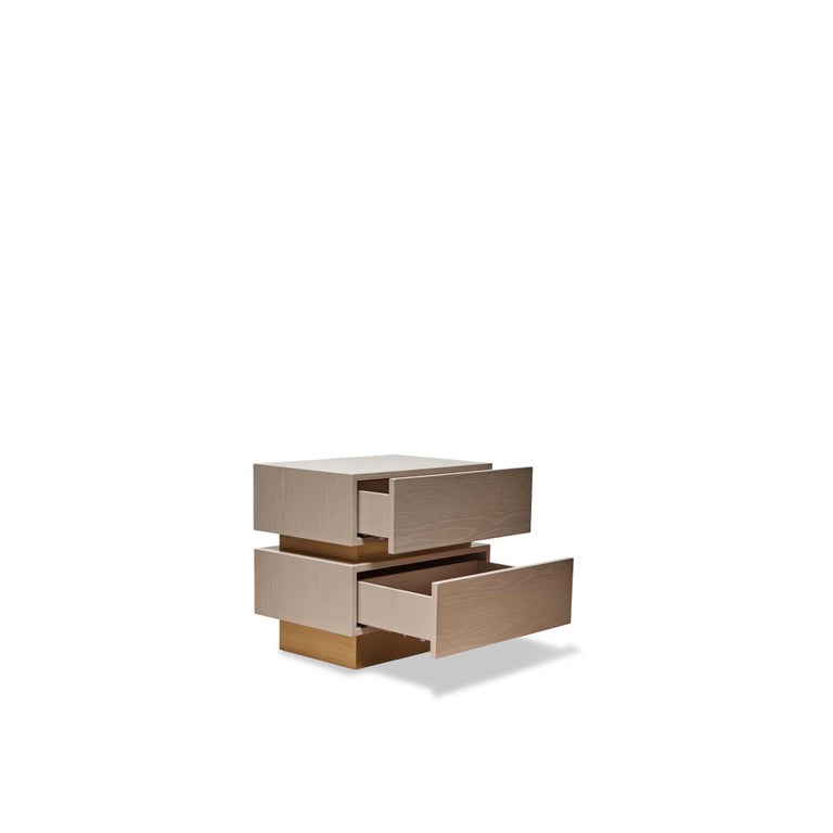 Small Stacked Box Nightstand w Brass by LawsonFenning For Sale at