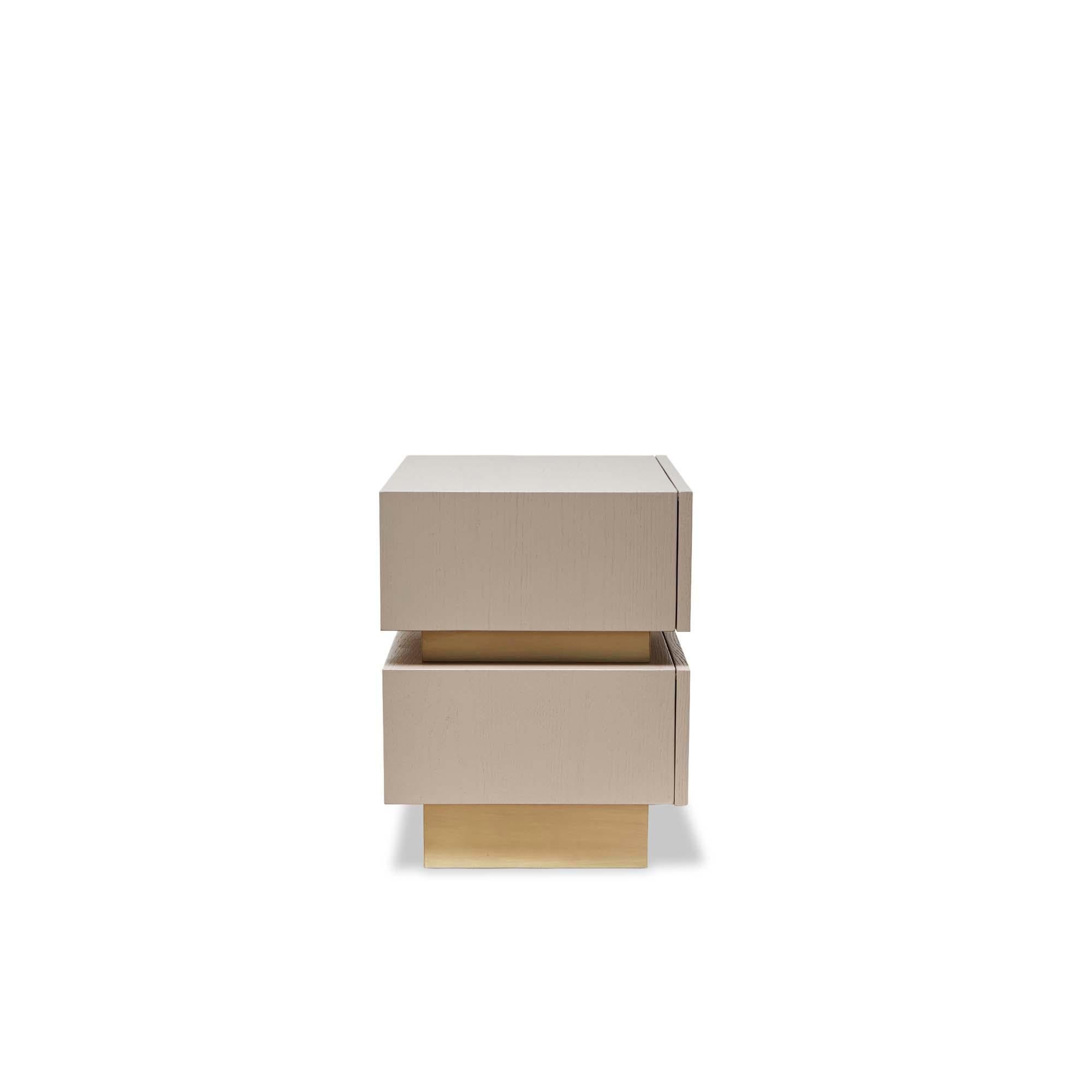 Mid-Century Modern Small Stacked Box Nightstand w Brass by Lawson-Fenning