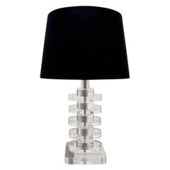 Small Stacked Lucite Table Lamp, 1970s