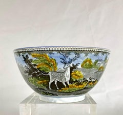 Small Staffordshire Bowl Pearlware Showing a Deer England Circa 1820