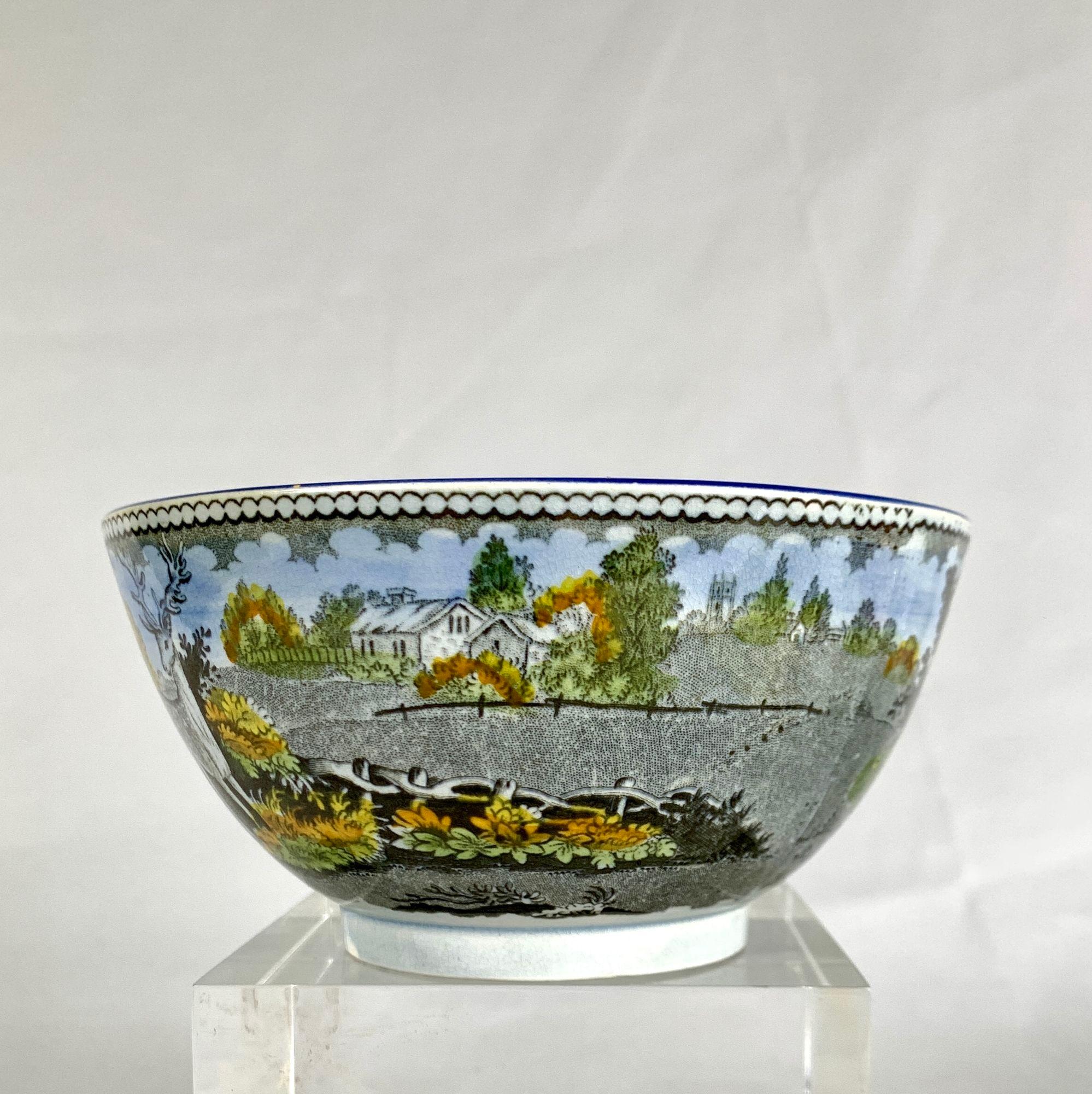 English Small Staffordshire Bowl Pearlware Showing a Deer England Circa 1820 For Sale