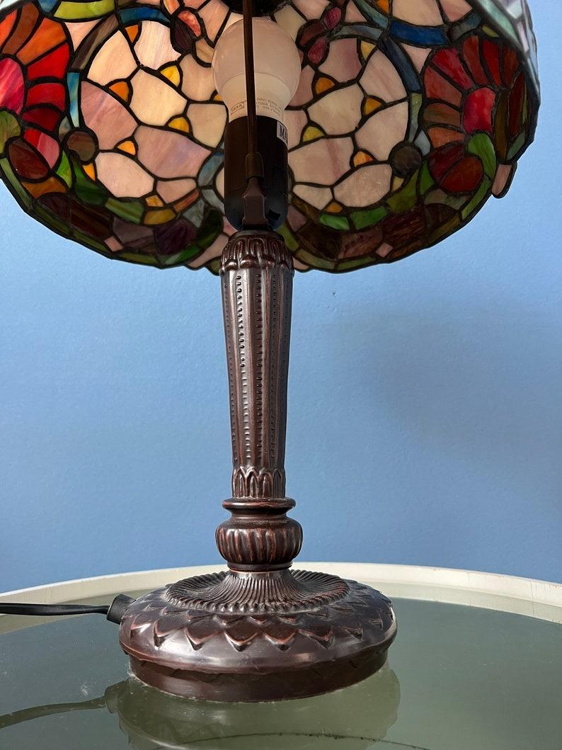 20th Century Small Stained Glass Tiffany Art Deco Table Lamp, 1970s