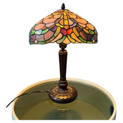 Small Stained Glass Tiffany Art Deco Table Lamp, 1970s