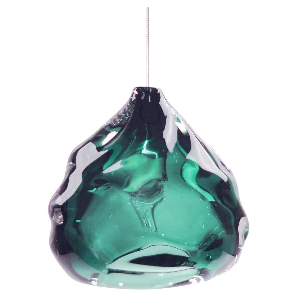 Small Steel Grey Happy Pendant Light, Hand Blown Glass, Made to Order For Sale