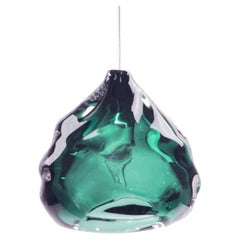Small Steel Grey Happy Pendant Light, Hand Blown Glass, Made to Order