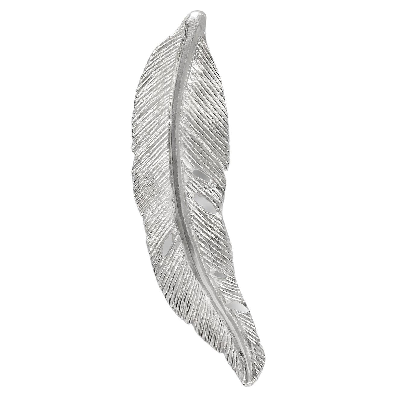 Small, Sterling Silver Detailed Bird Feather Brooch Pin by Ashley Childs For Sale