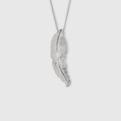 Small, Sterling Silver Detailed Bird Feather Pendant by Ashley Childs