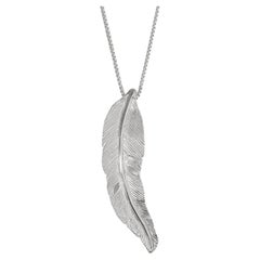 Small, Sterling Silver Detailed Bird Feather Pendant by Ashley Childs