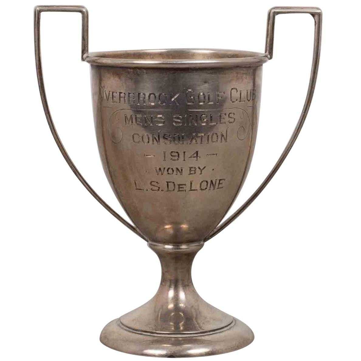 Small Sterling Silver Overbrook Golf Loving Cup Trophy, 1914