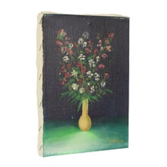 Small Still Life Flowers in Vase Painting Marcel David 1980
