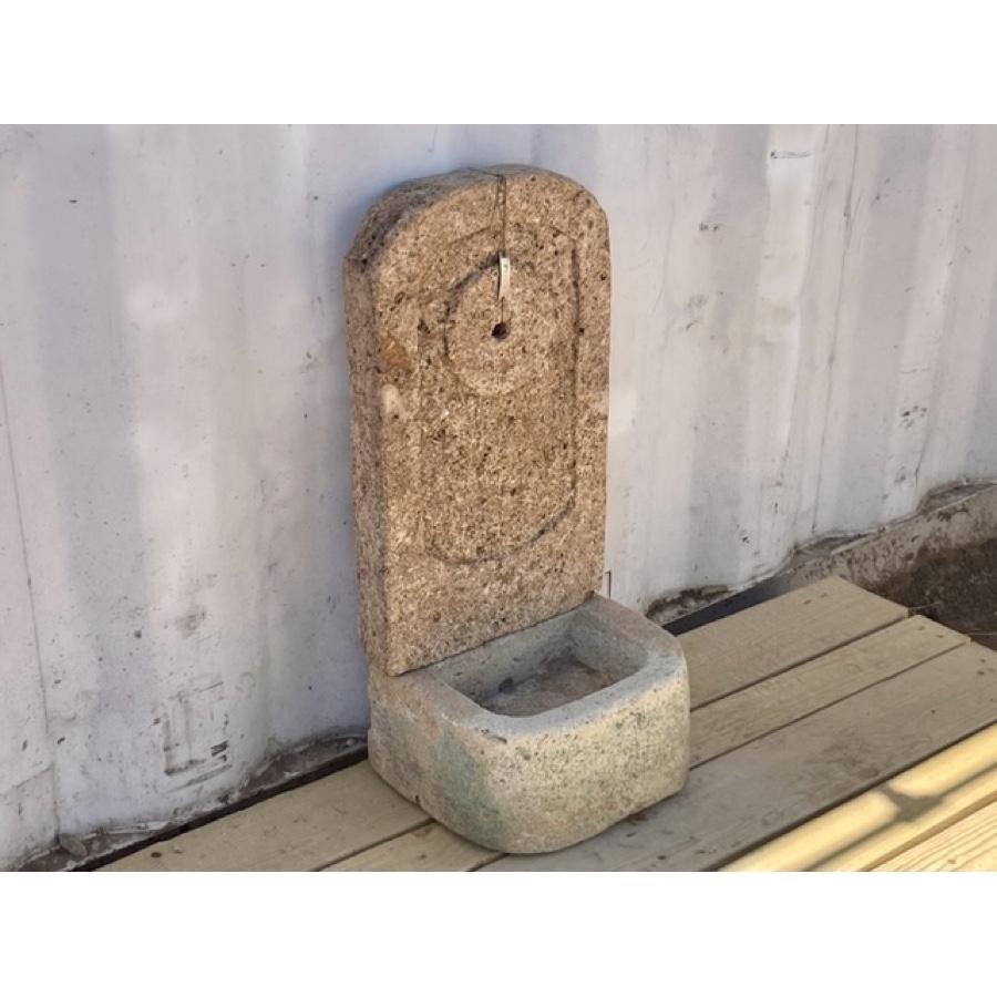 Carved Antique Re-Edition Small Stone Fountain with Back For Sale