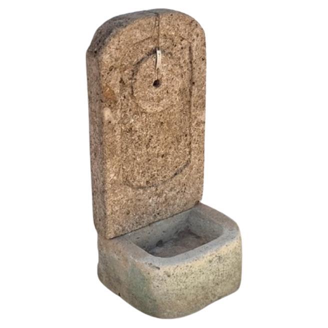 Antique Re-Edition Small Stone Fountain with Back For Sale