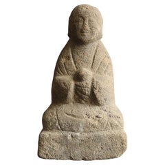 Small stone Jizo Bodhisattva statue / Edo period / Buddha statue