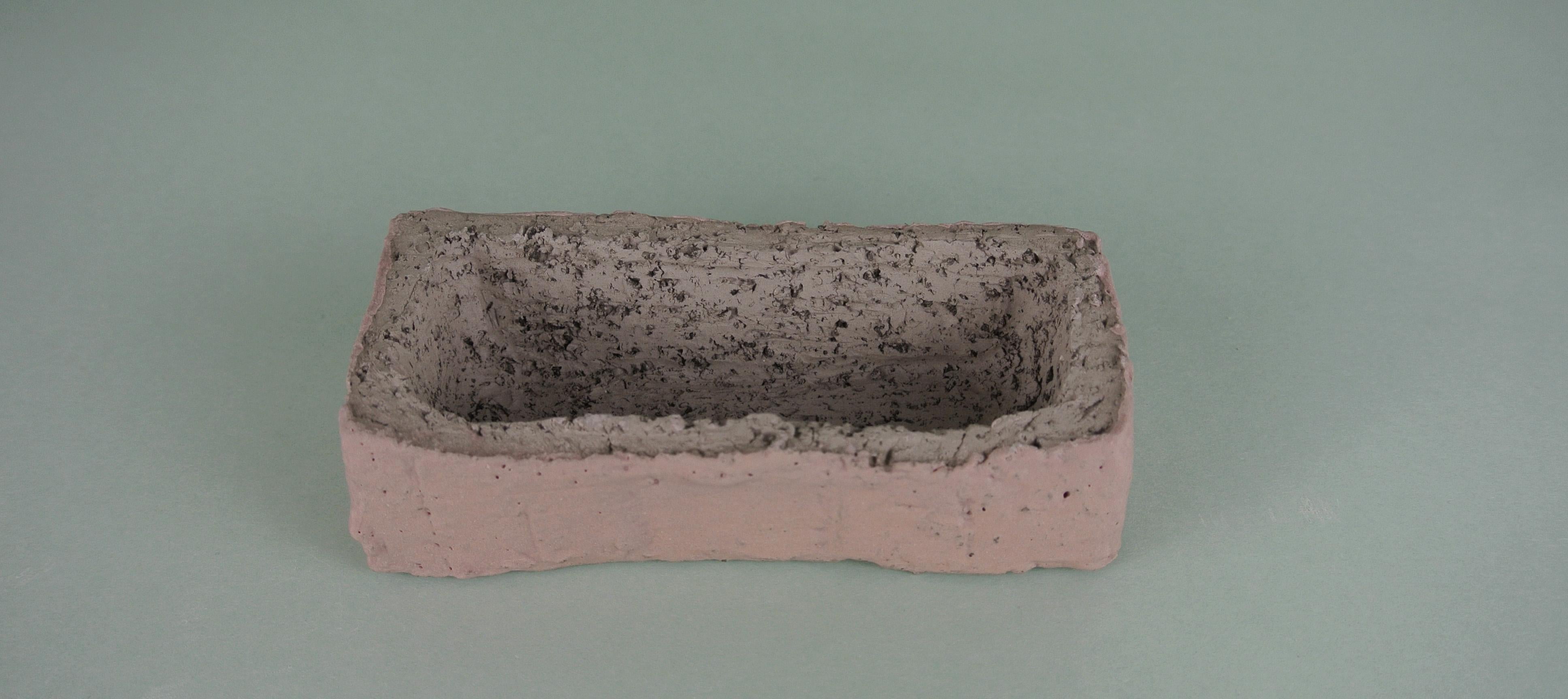 Organic Modern Small Stoneware Box with Pale Pink Engobe For Sale