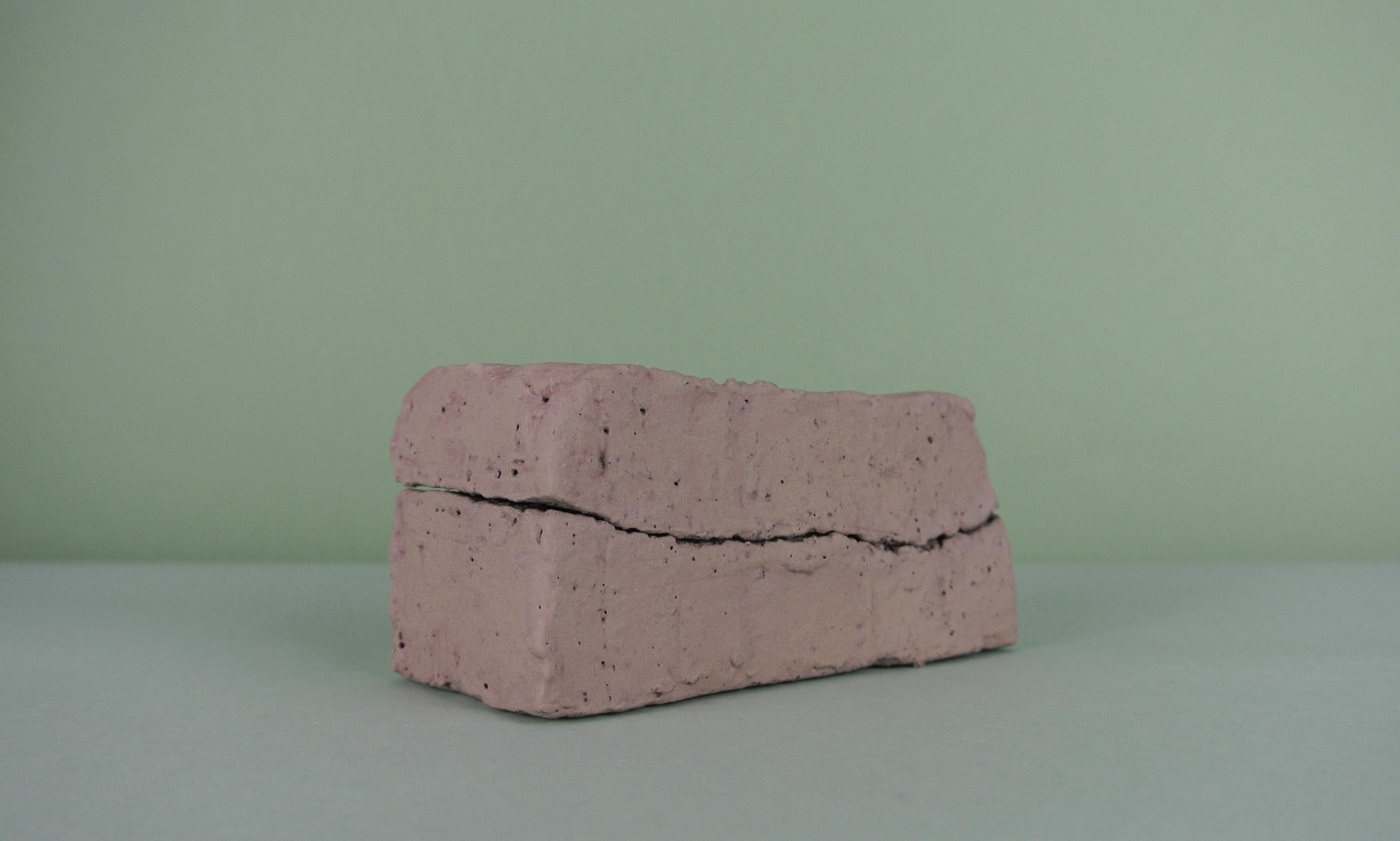 German Small Stoneware Box with Pale Pink Engobe For Sale