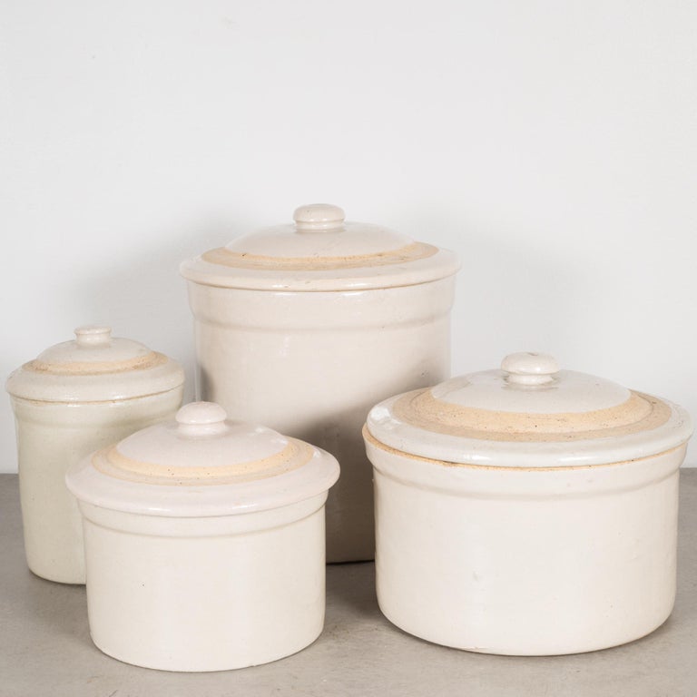 Small Stoneware Pottery Crocks with Lid, circa 1980 at 1stDibs