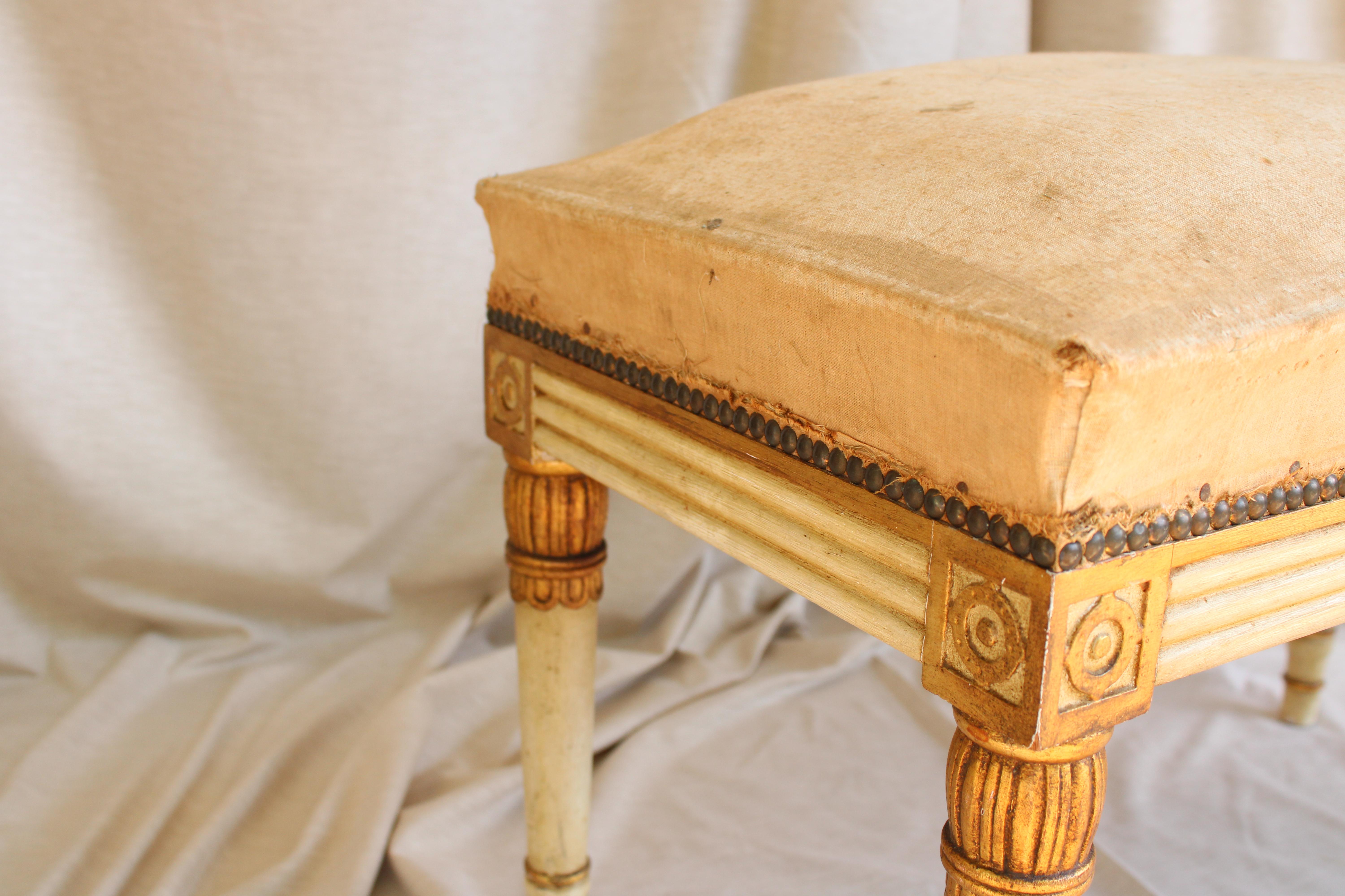 Hand-Carved Small Stool Empire-Style from the 20th Century, Portugal For Sale