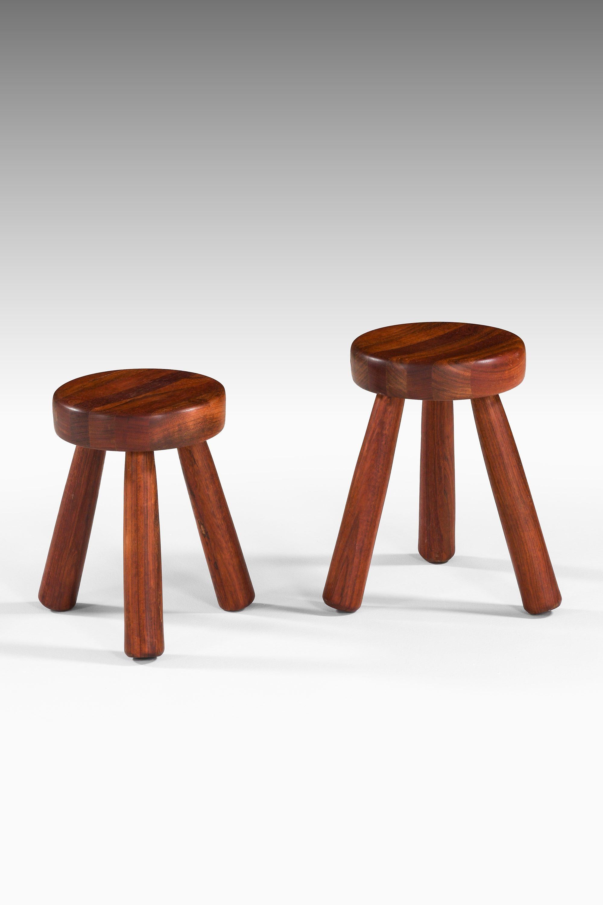 Scandinavian Modern Small Stool in Jatoba Wood by Ingvar Hildingsson, 1980's For Sale
