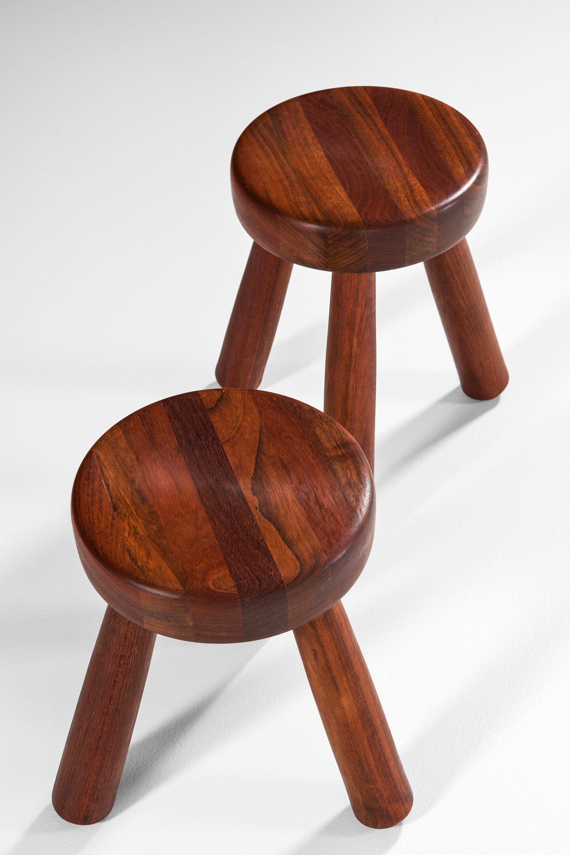 Swedish Small Stool in Jatoba Wood by Ingvar Hildingsson, 1980's For Sale