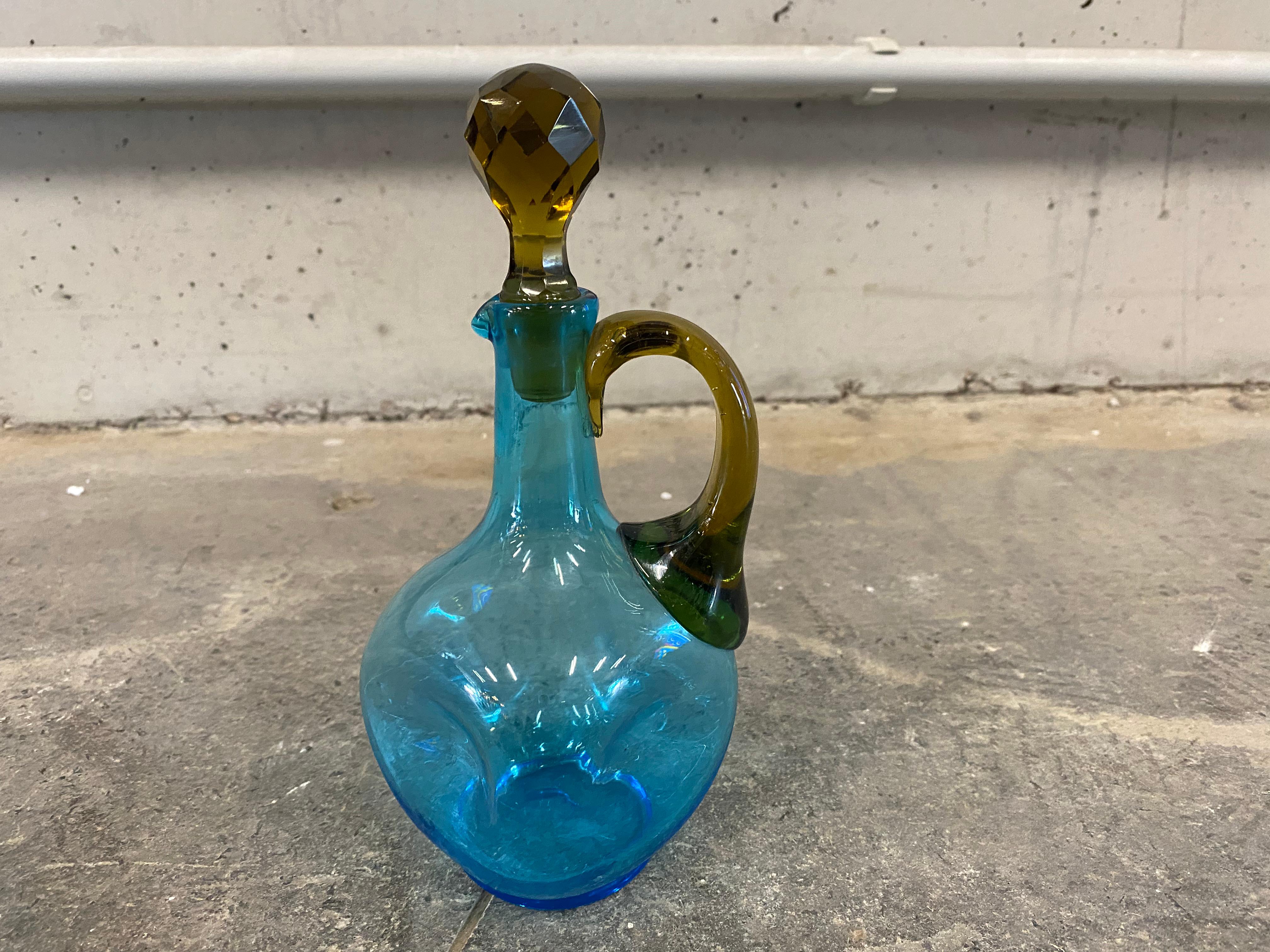 Blown Glass Small Stopper Carafe from France Around 1900