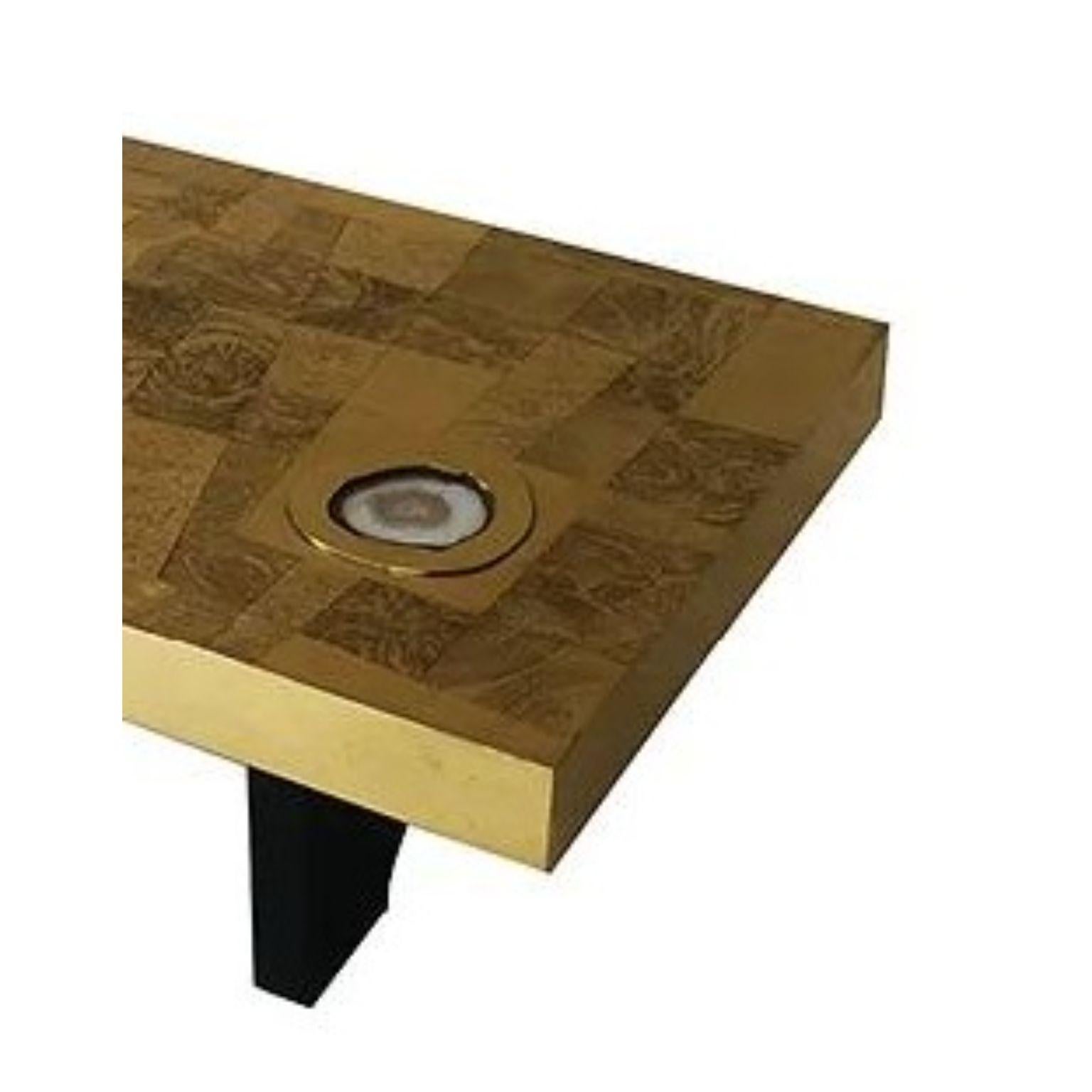 Small Straight 1 Stone And Brass Coffee Table by Brutalist Be
One Of A Kind
Dimensions: D 58 x W 97 x H 35 cm.
Materials: Brass and agate stone.

A moon surface inspired pattern combined in squares with a rare agate stone inlay. 

Also available in