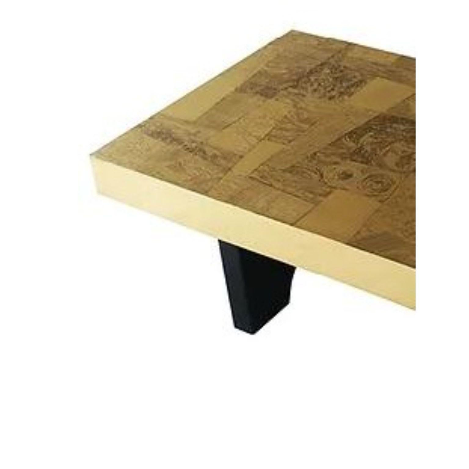 Modern Small Straight 1 Stone And Brass Coffee Table by Brutalist Be For Sale