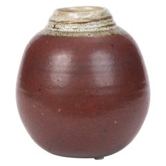 Small Studio Ceramic Vase with Burgundy Glaze