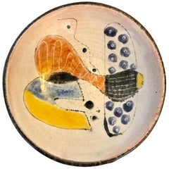 Small Studio Pottery Bowl with Abstract Art